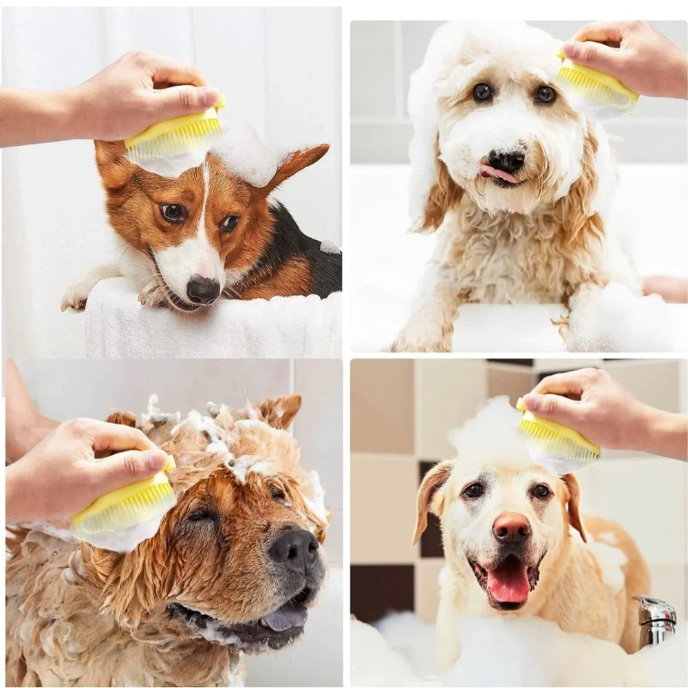 COPY - Cepillo De Baño Para Perros Y Gatos, Peine De Goma De Silicona Para Aseo…
